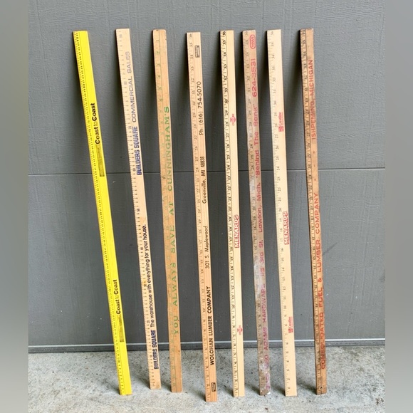 (Lot of 8) Vtg Assorted Business Antique Advertising Wooden Measuring Yardsticks - Picture 4 of 10